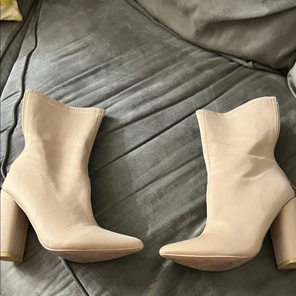 PrettyLittleThing Beige Heeled Boots